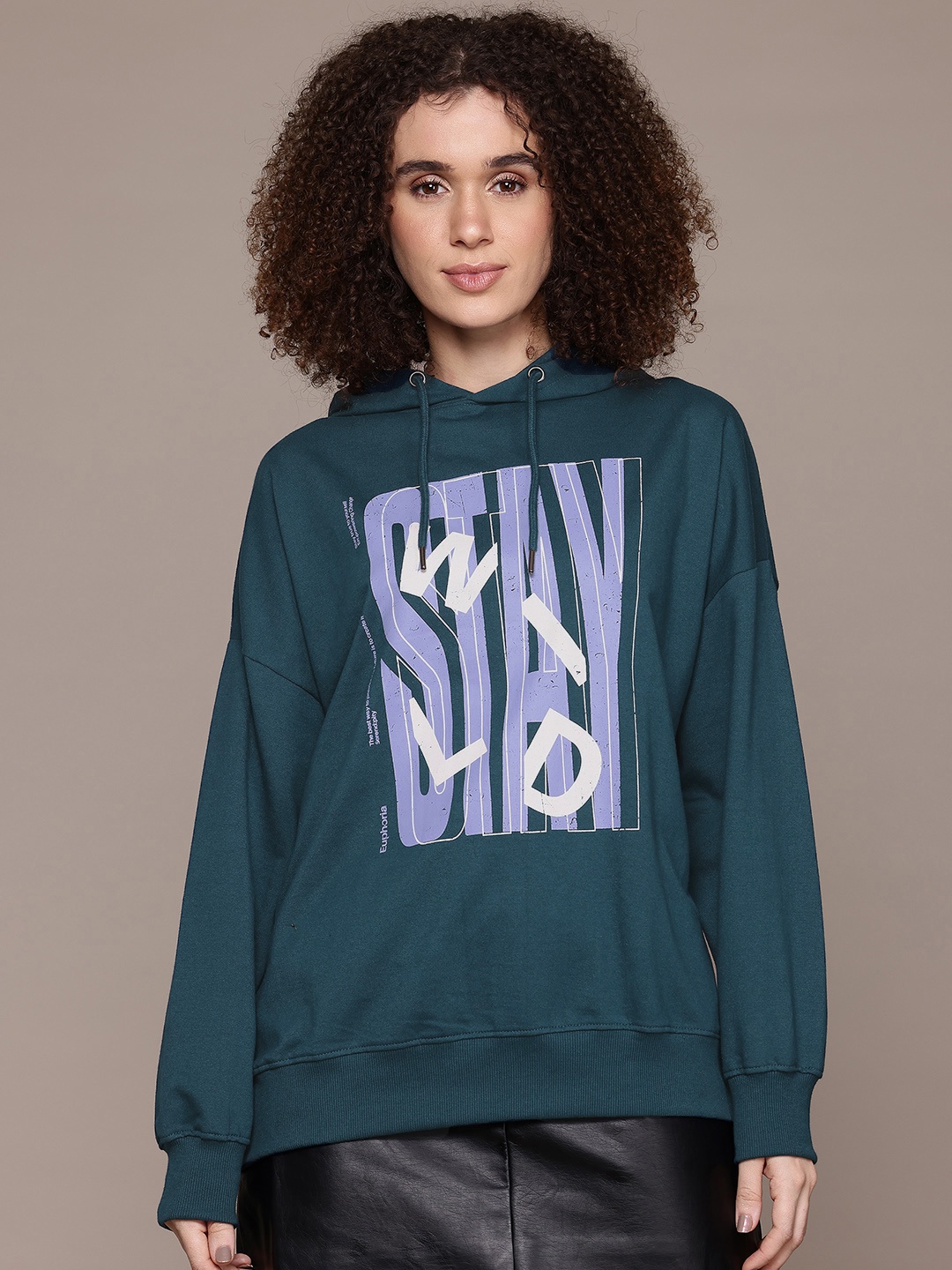 

The Roadster Lifestyle Co. Printed Hooded Sweatshirt, Teal