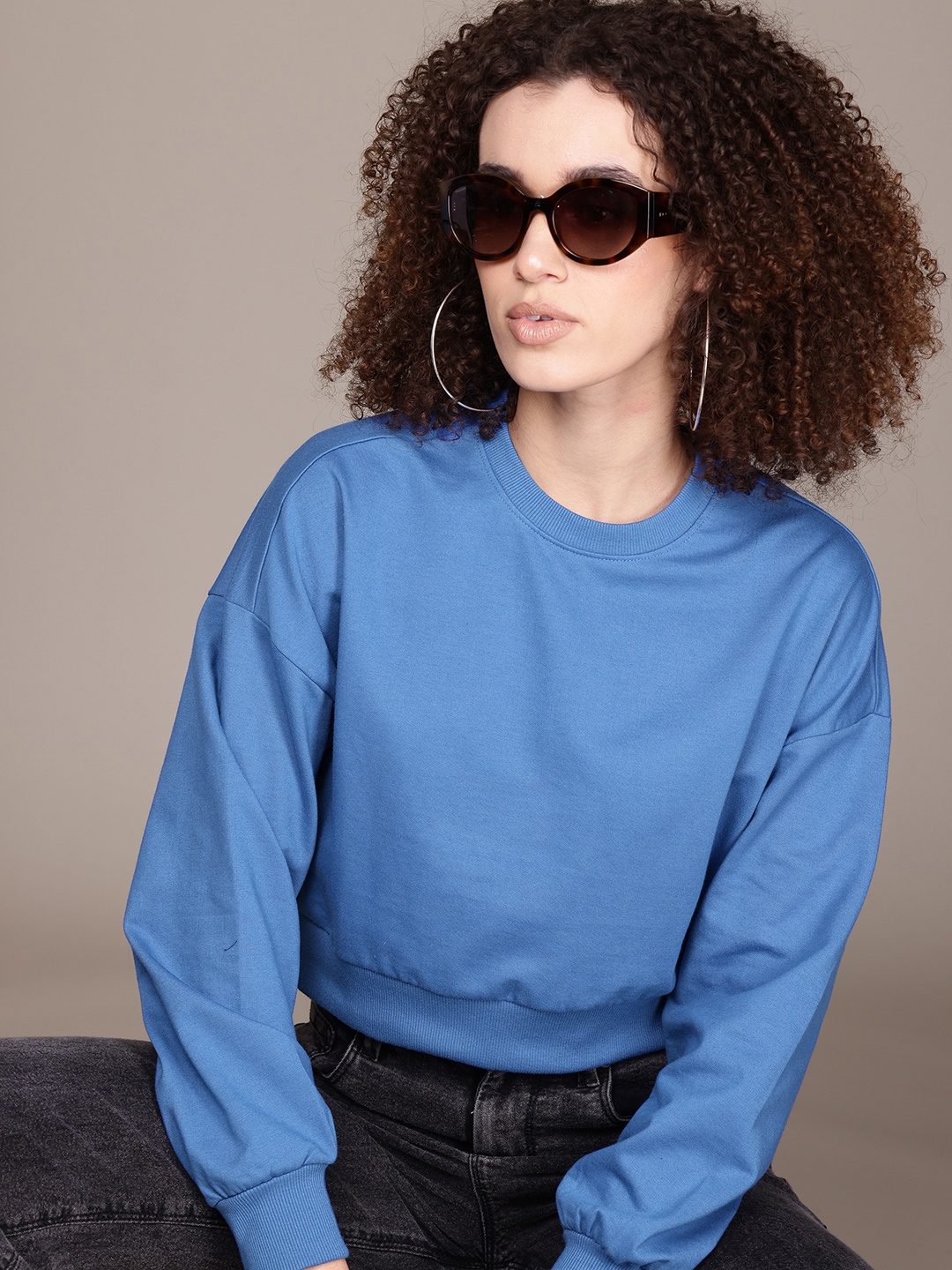 

The Roadster Lifestyle Co. Crop Pullover Sweatshirt, Blue