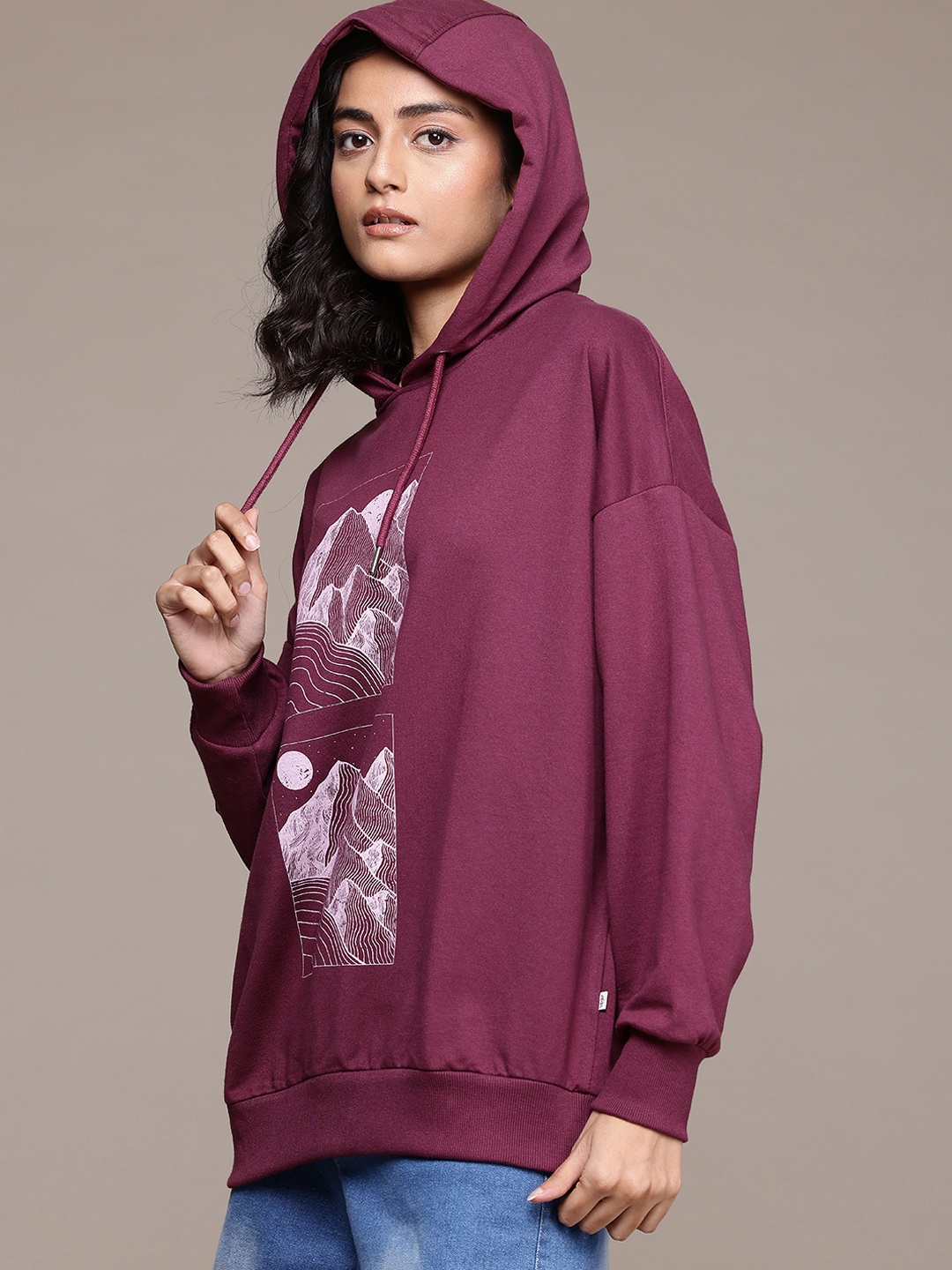 

The Roadster Lifestyle Co. Oversized Hooded Longline Sweatshirt, Purple