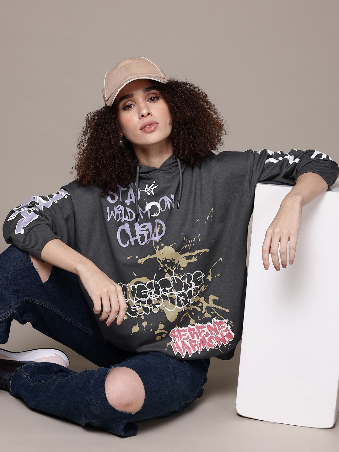 

The Roadster Lifestyle Co. Printed Hooded Sweatshirt, Grey