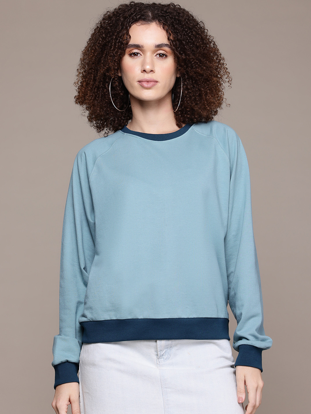 

Roadster Women Raglan Sleeves Sweatshirt, Teal