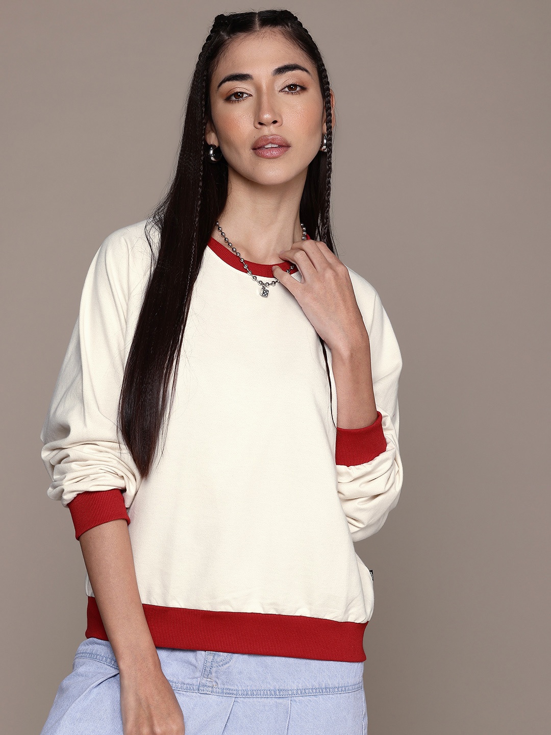 

The Roadster Lifestyle Co. Contrast Trims Sweatshirt, Cream