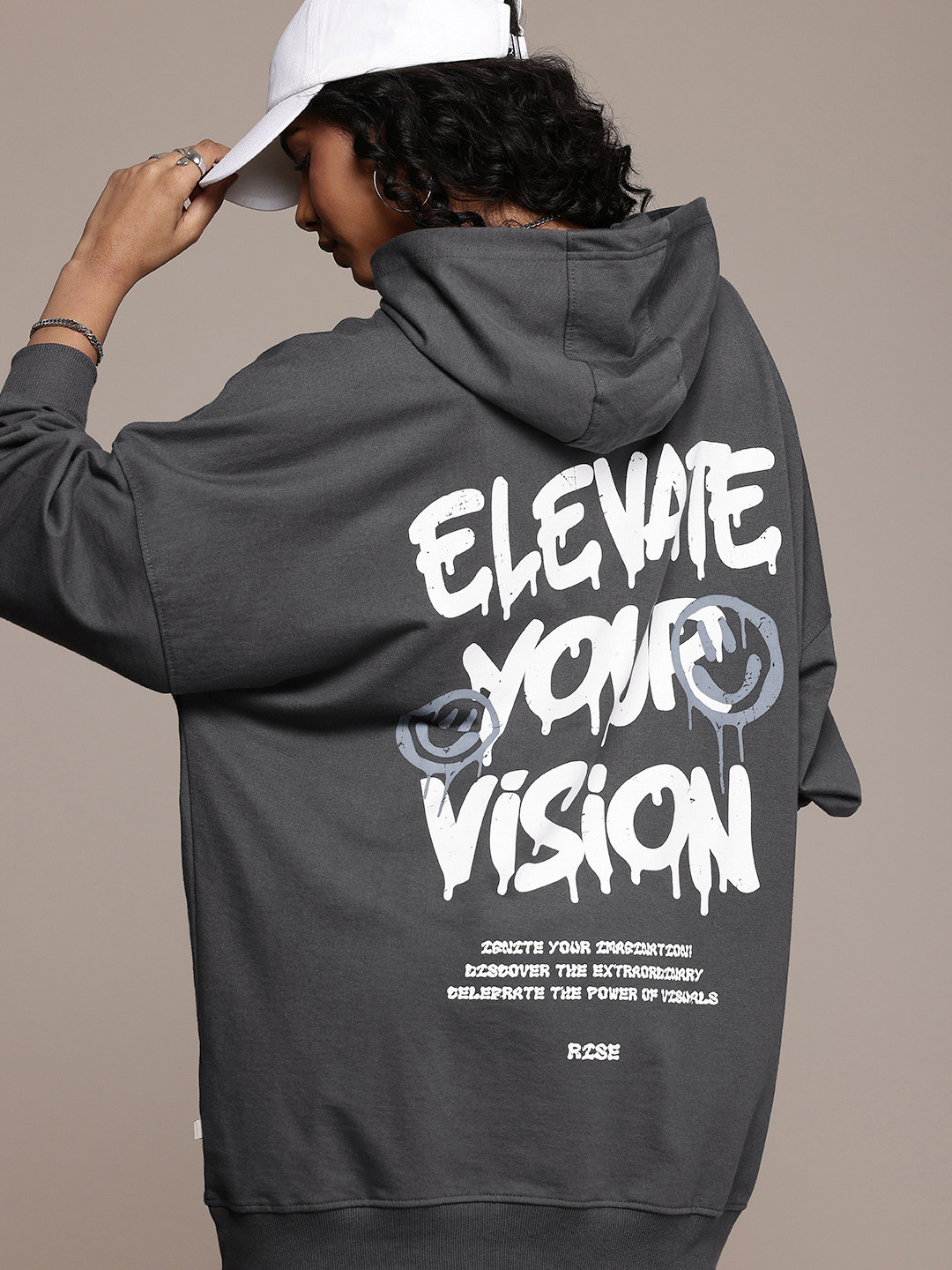 

The Roadster Life Co. Typography Printed Hooded Sweatshirt, Charcoal