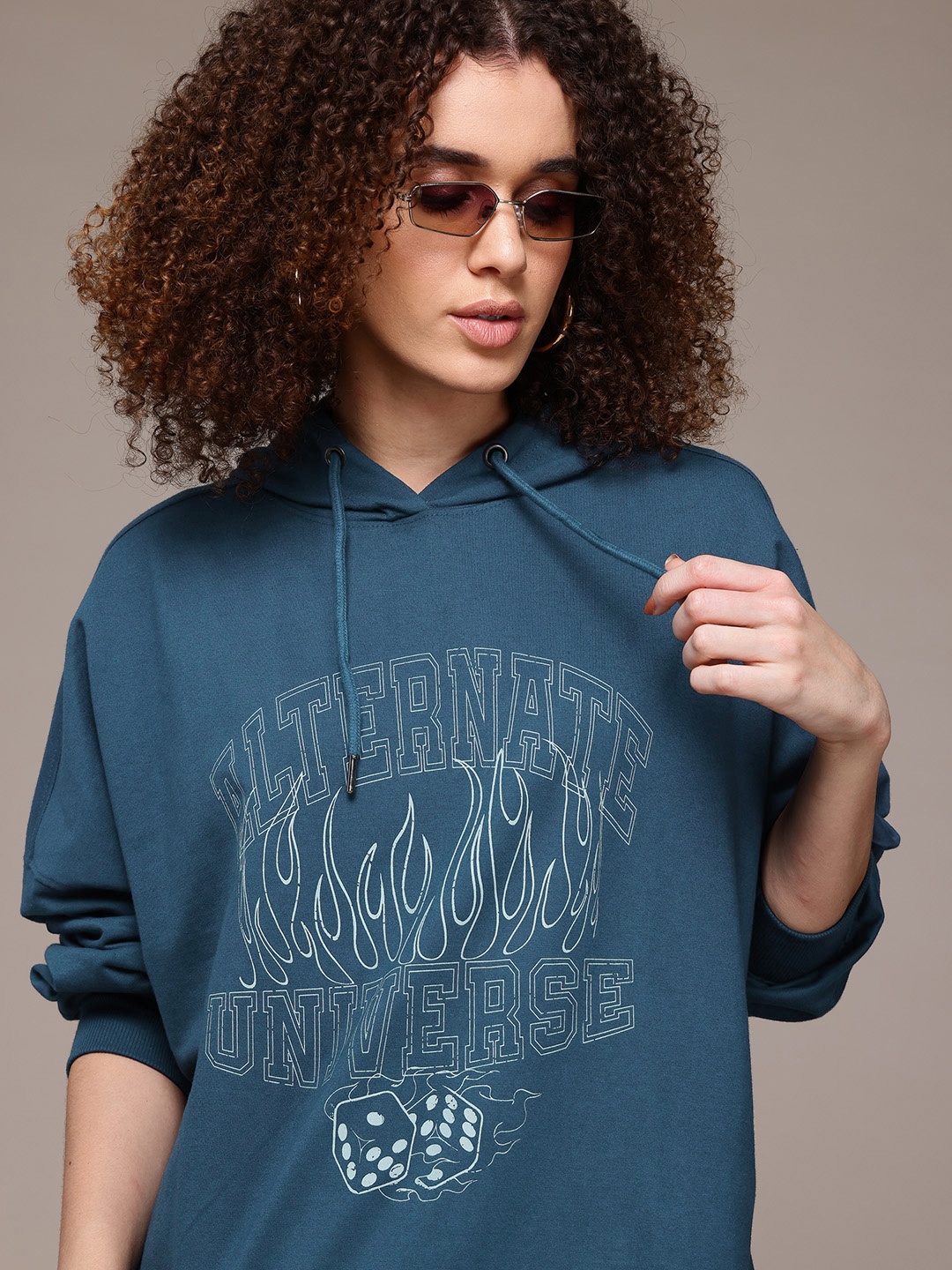 

The Roadster Lifestyle Co. Printed Hooded Sweatshirt, Teal