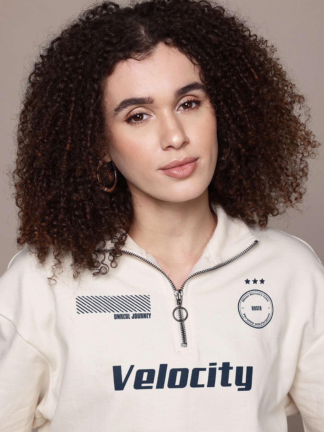 

The Roadster Lifestyle Co. Typography Print Crop Sweatshirt, Off white