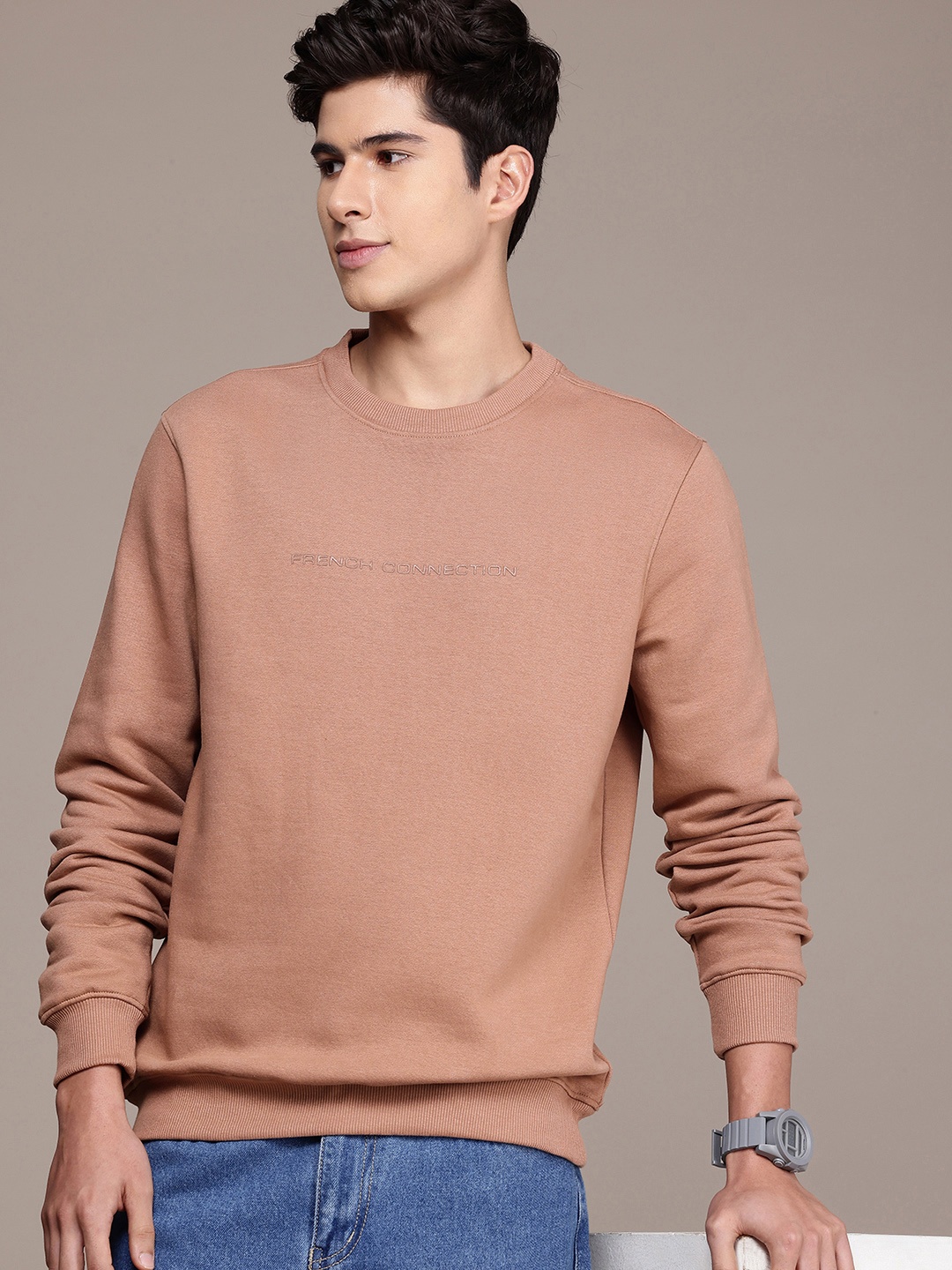 

French Connection Round Neck Long Sleeves Sweatshirt, Mauve