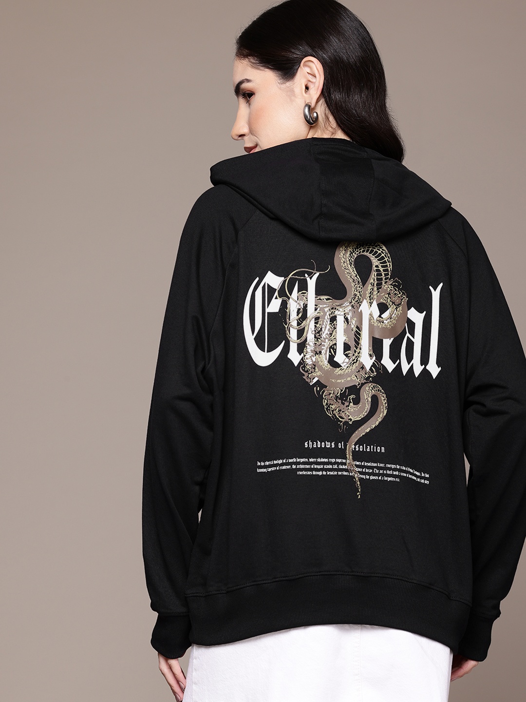 

The Roadster Lifestyle Co. Printed Hooded Sweatshirt, Black