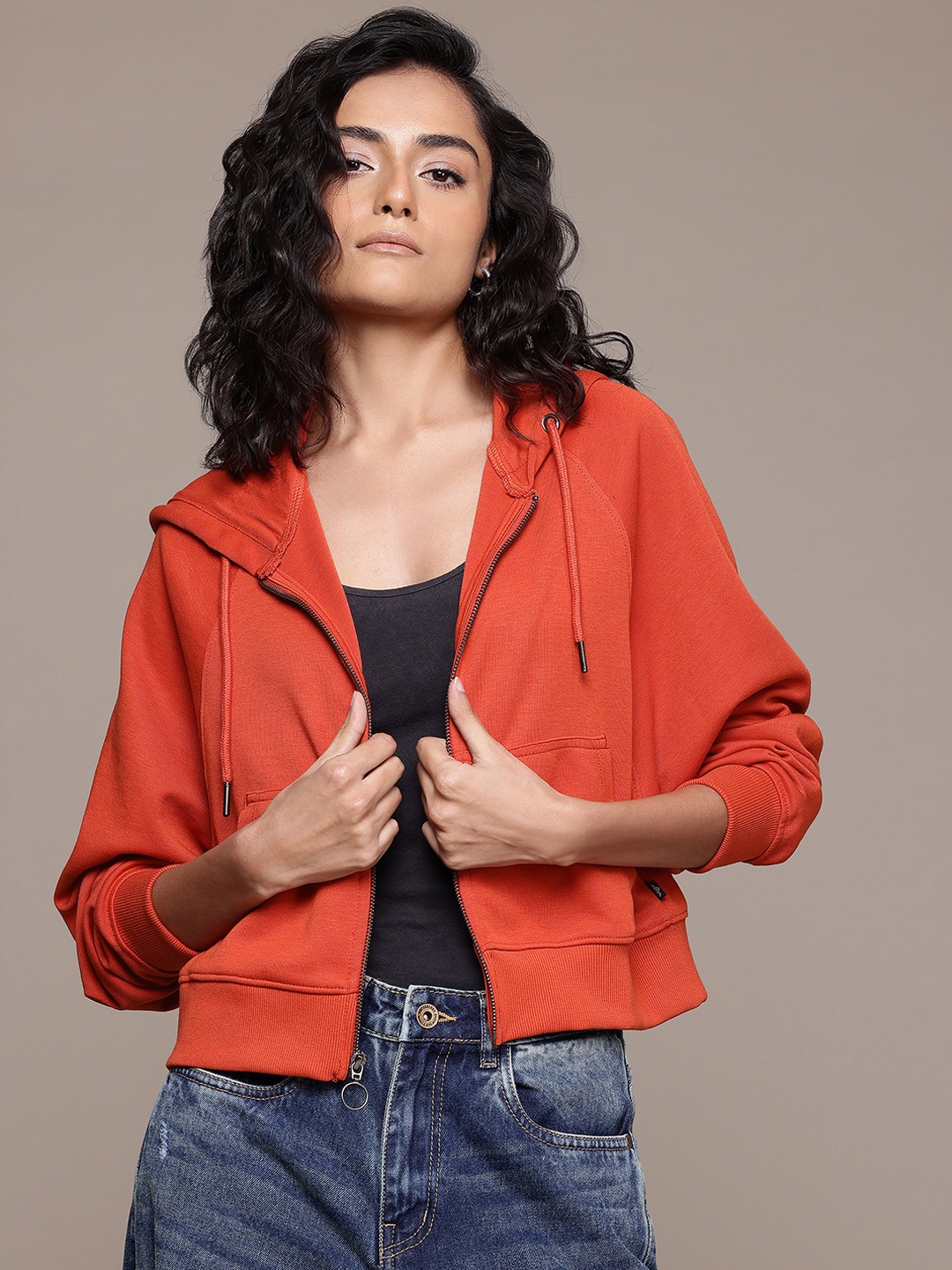 

The Roadster Lifestyle Co. Women Hooded Sweatshirt, Orange