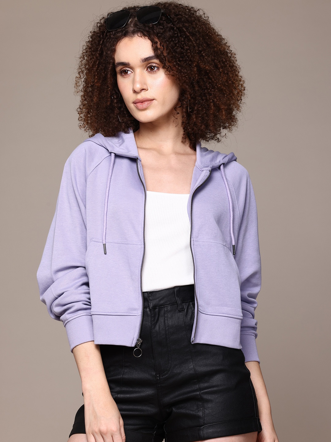 

Roadster The Lifestyle Co. Hooded Crop Sweatshirt, Lavender