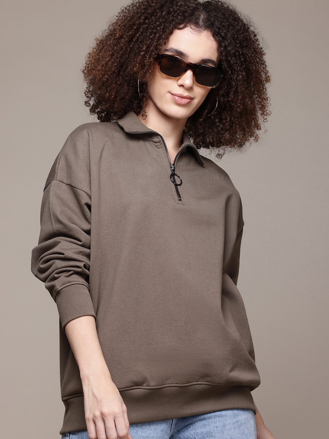 

The Roadster Lifestyle Co. Oversized Polo Sweatshirt, Brown