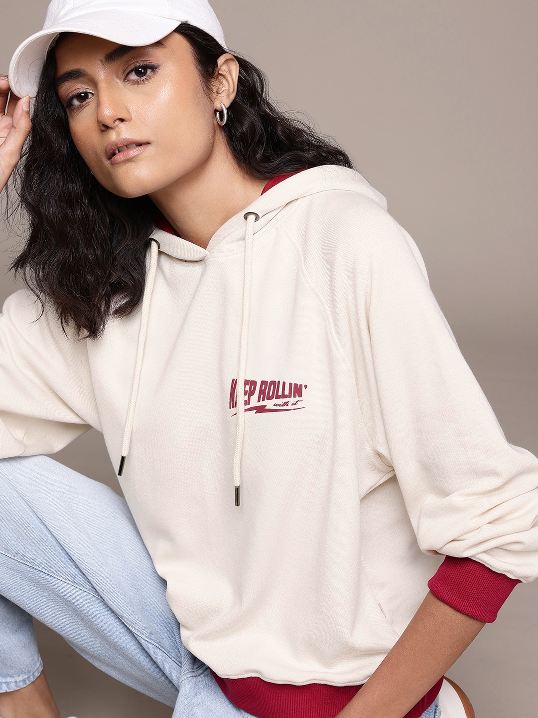 

The Roadster Lifestyle Co. Women Hooded Sweatshirt, Off white