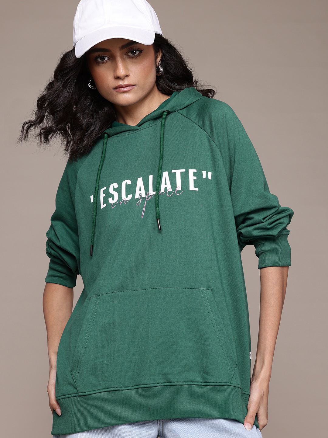 

The Roadster Lifestyle Co. Printed Hooded Relaxed Sweatshirt, Green
