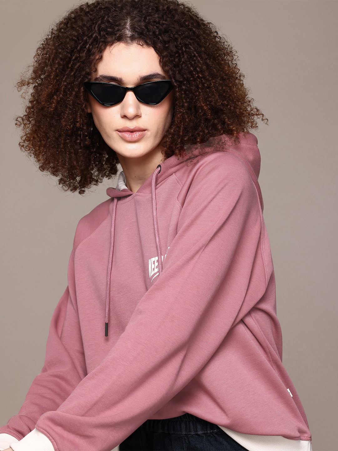 

Roadster The Lifestyle Co. Typography Printed Detail Hooded Sweatshirt, Rose