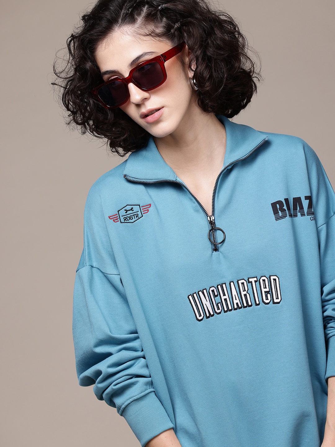 

The Roadster Lifestyle Co. Embroidered Relaxed Polo Sweatshirt, Blue