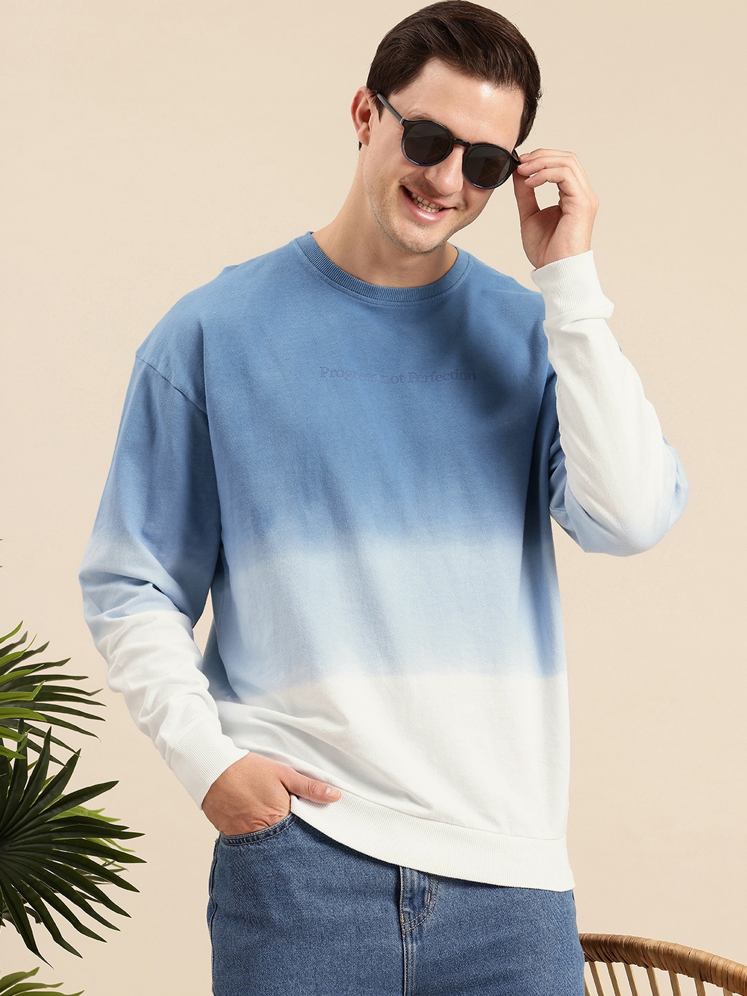 

Mast & Harbour Pure Cotton Dyed Pullover Sweatshirt, Blue