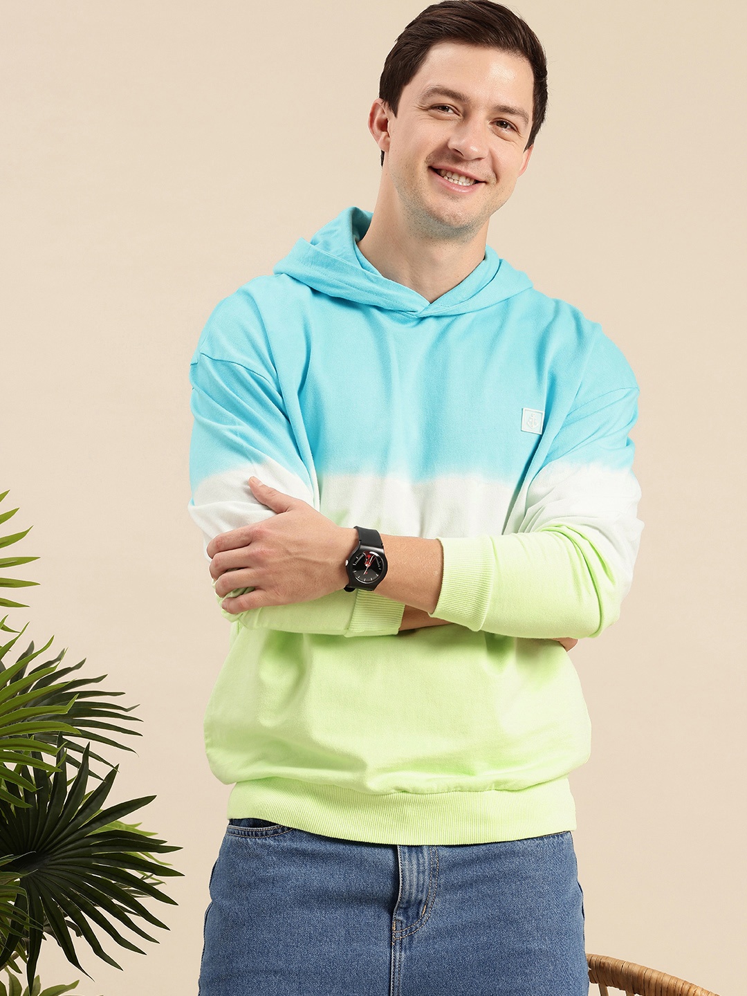 

Mast & Harbour Pure Cotton Dyed Hooded Pullover Sweatshirt, Blue