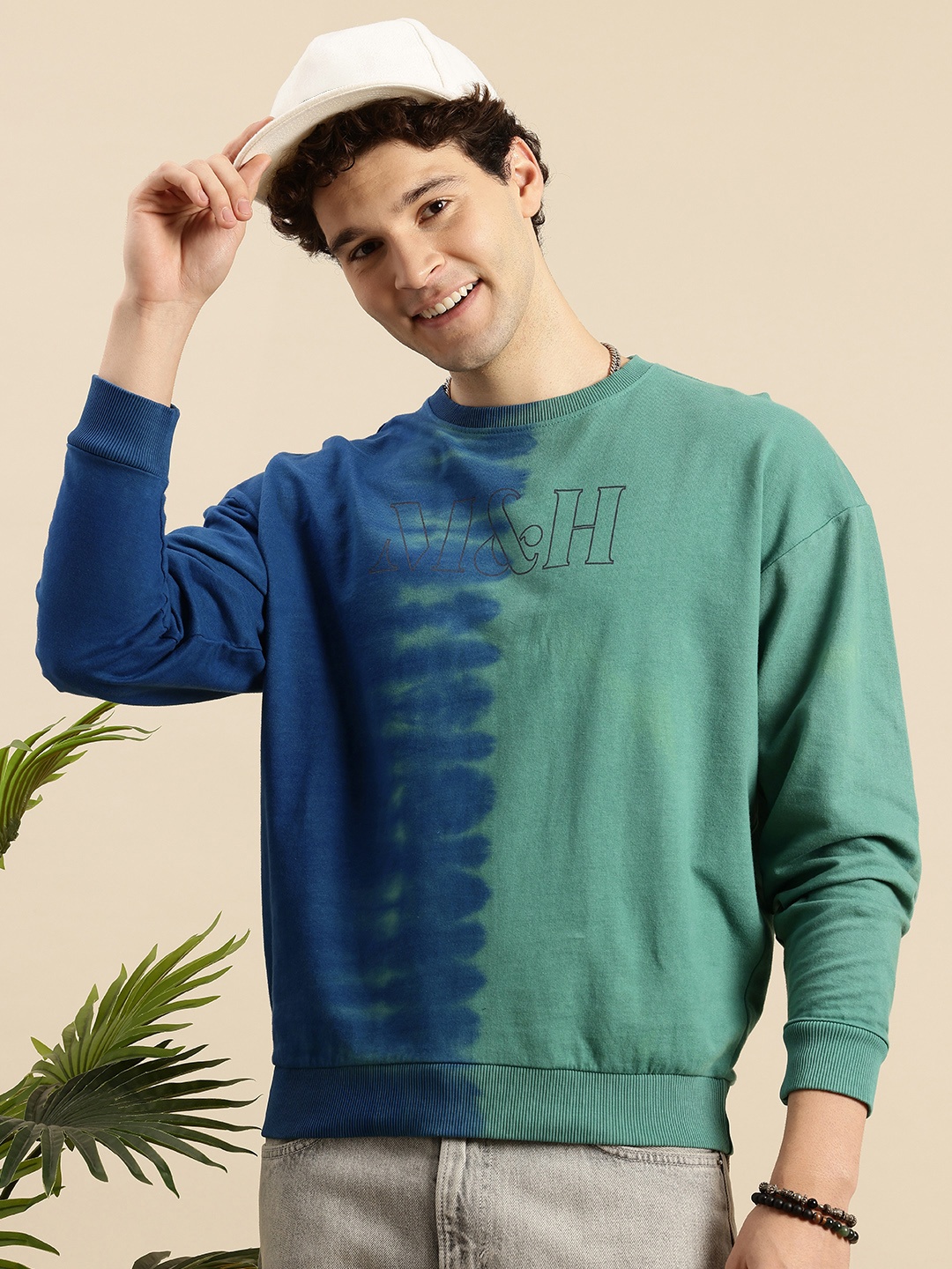

Mast & Harbour Pure Cotton Dyed Sweatshirt, Blue