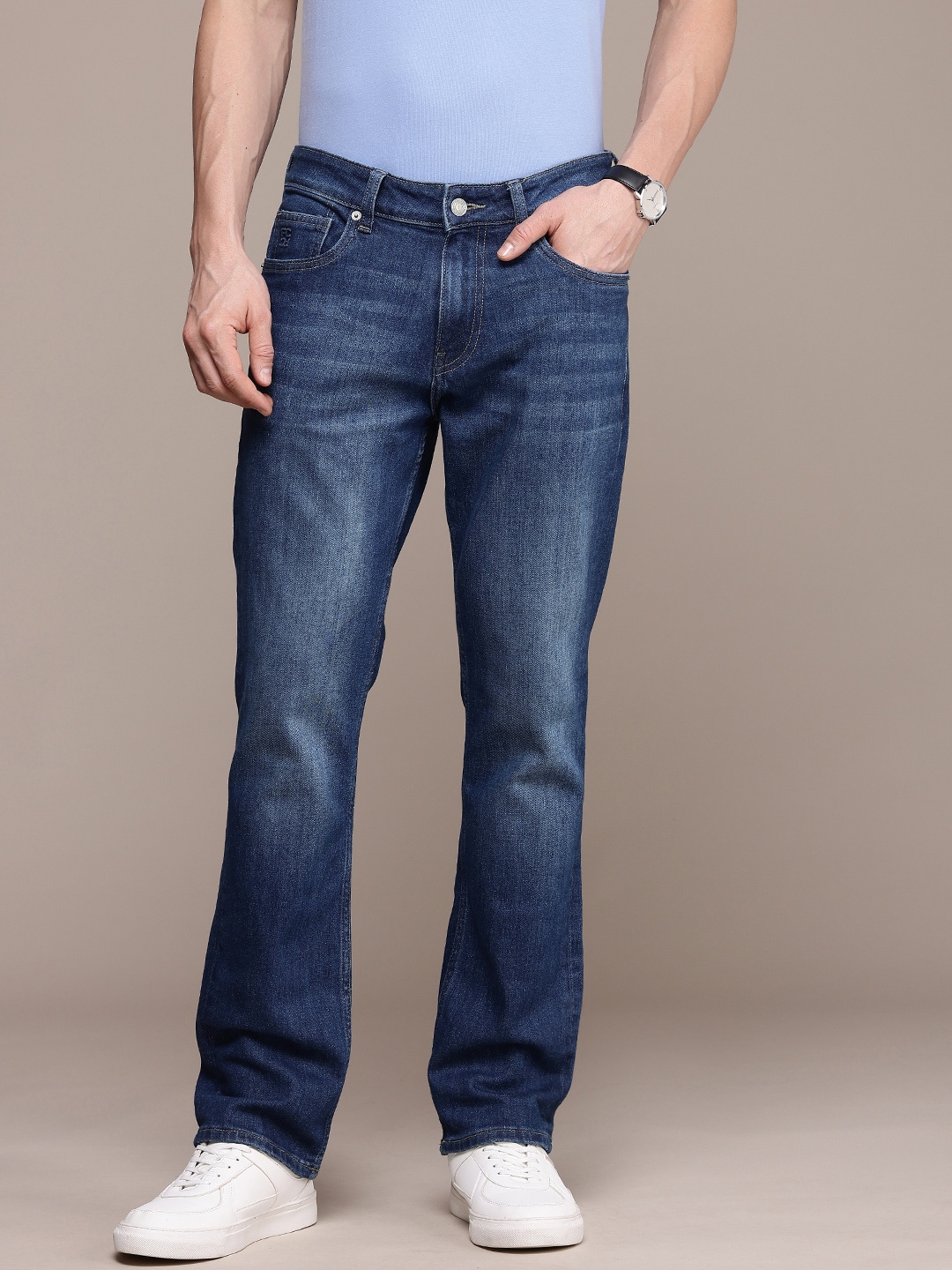 

French Connection Men Light Fade Stretchable Jeans, Blue