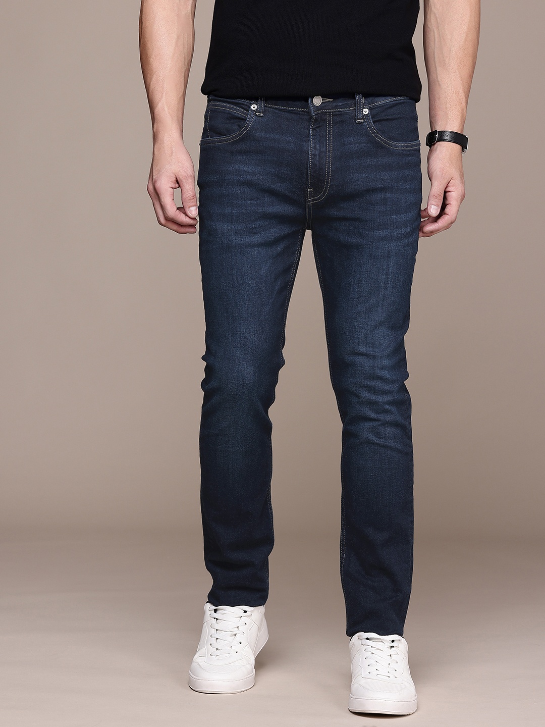 

French Connection Men Slim Fit Light Fade Stretchable Jeans, Blue