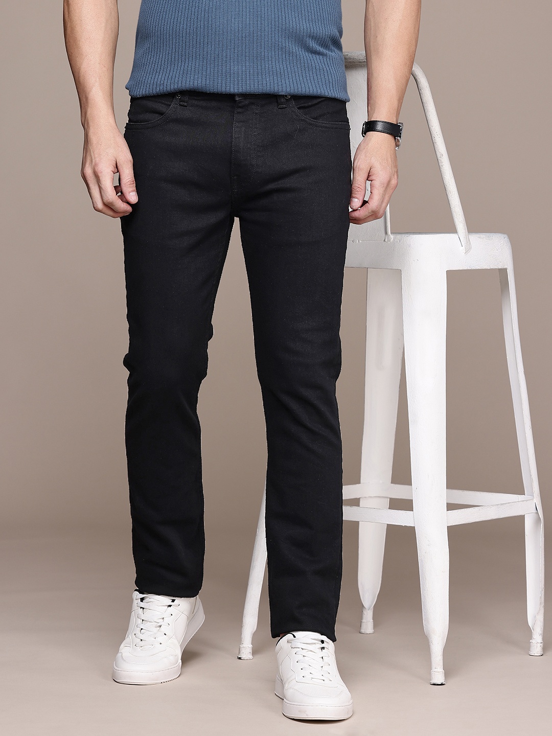 

French Connection Men Slim Fit Stretchable Jeans, Black