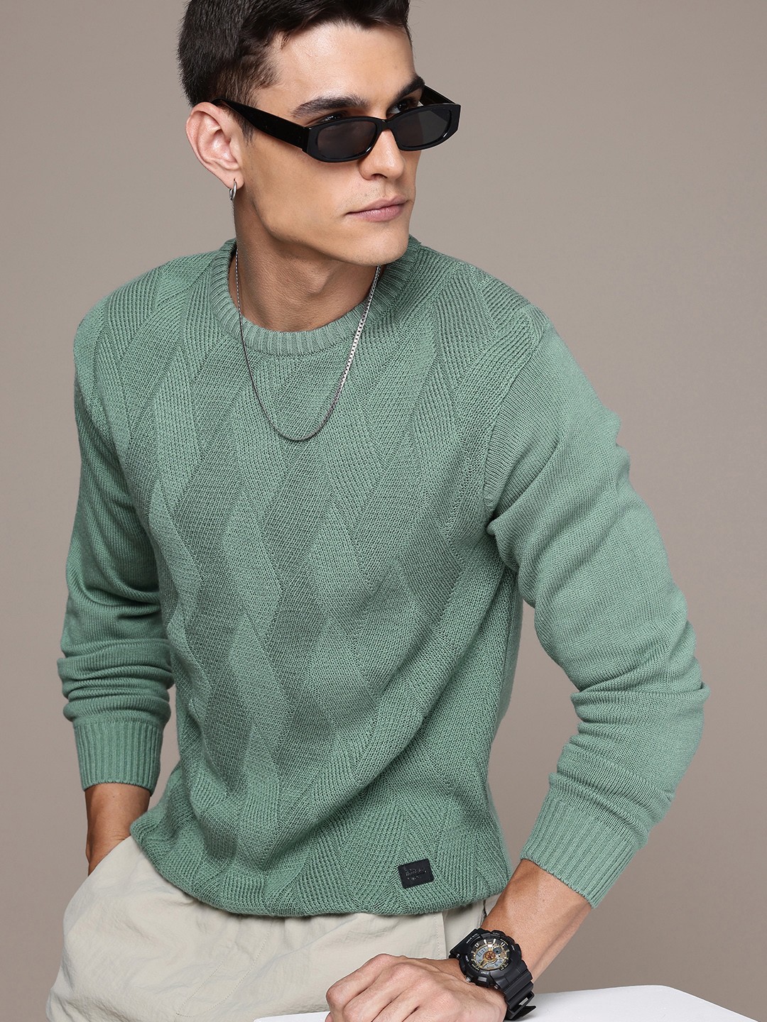 

The Roadster Life Co. Cable Knit Pullover Sweater, Green