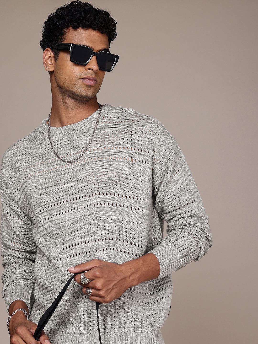 

The Roadster Life Co. Open Knit Pullover Sweater, Grey