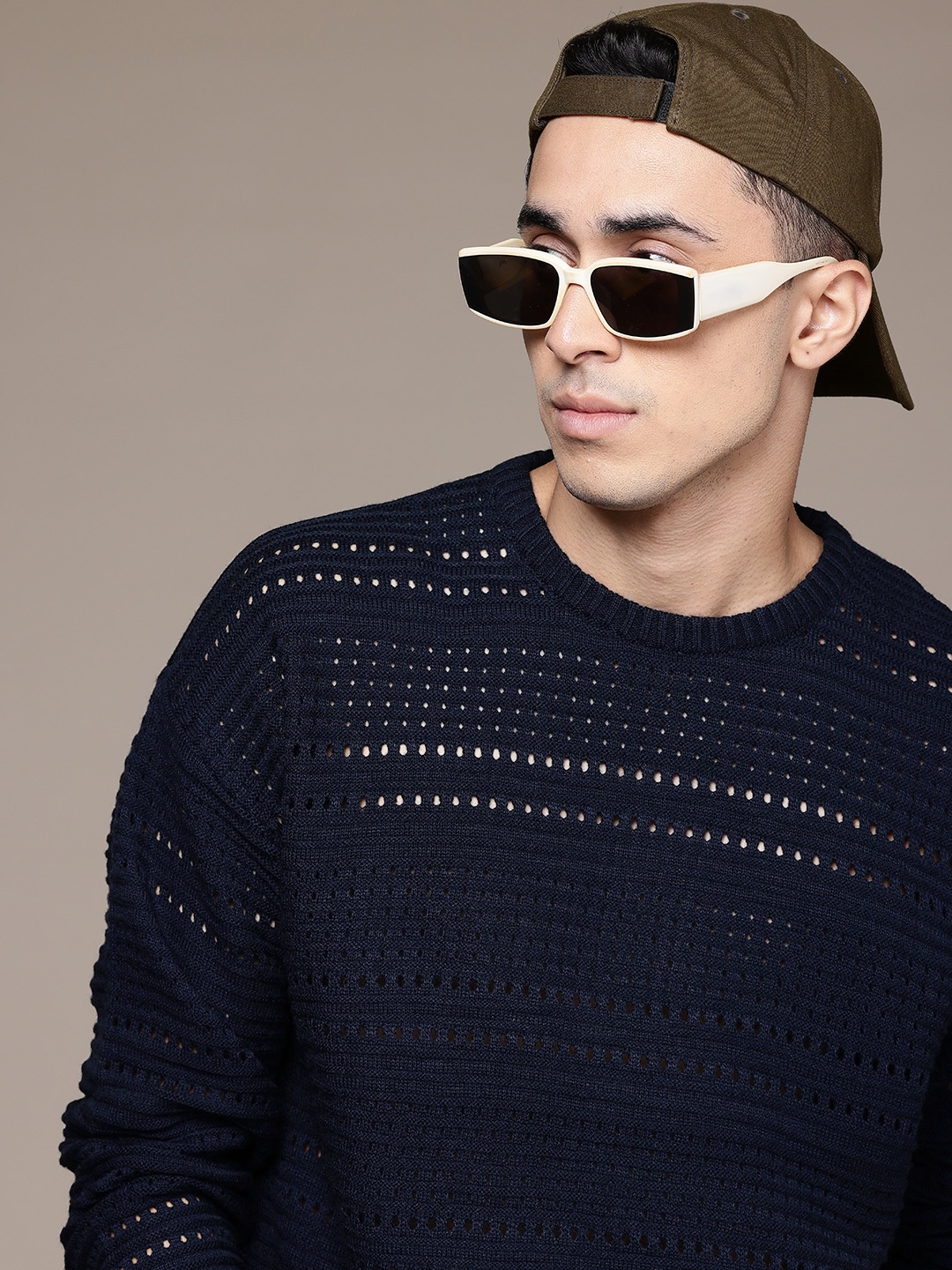 

The Roadster Lifestyle Co. Open Knit Acrylic Pullover, Black