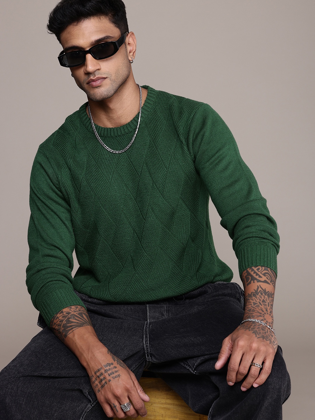

The Roadster Life Co. Cable Knit Pullover Sweater, Green