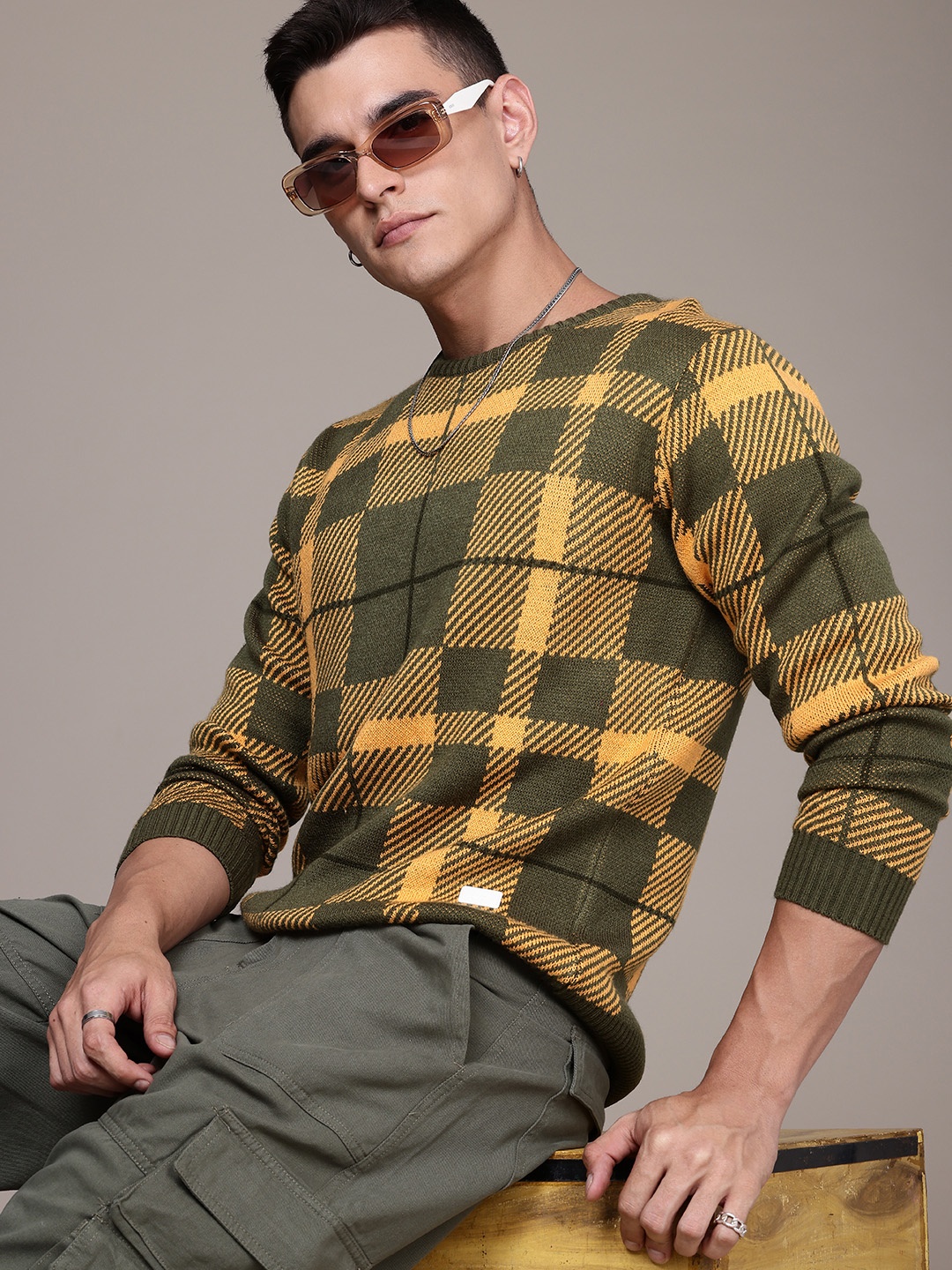 

The Roadster Life Co. Checked Pullover Sweater, Olive