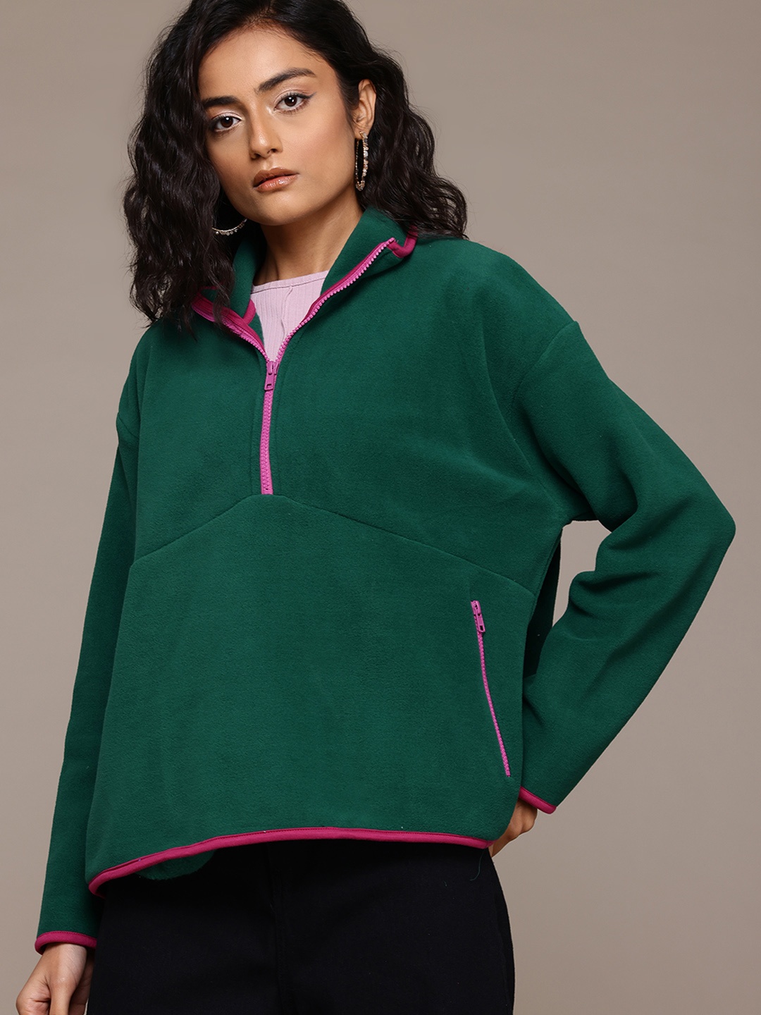 

The Roadster Lifestyle Co. Mock Collar Fleece Sweatshirt, Green