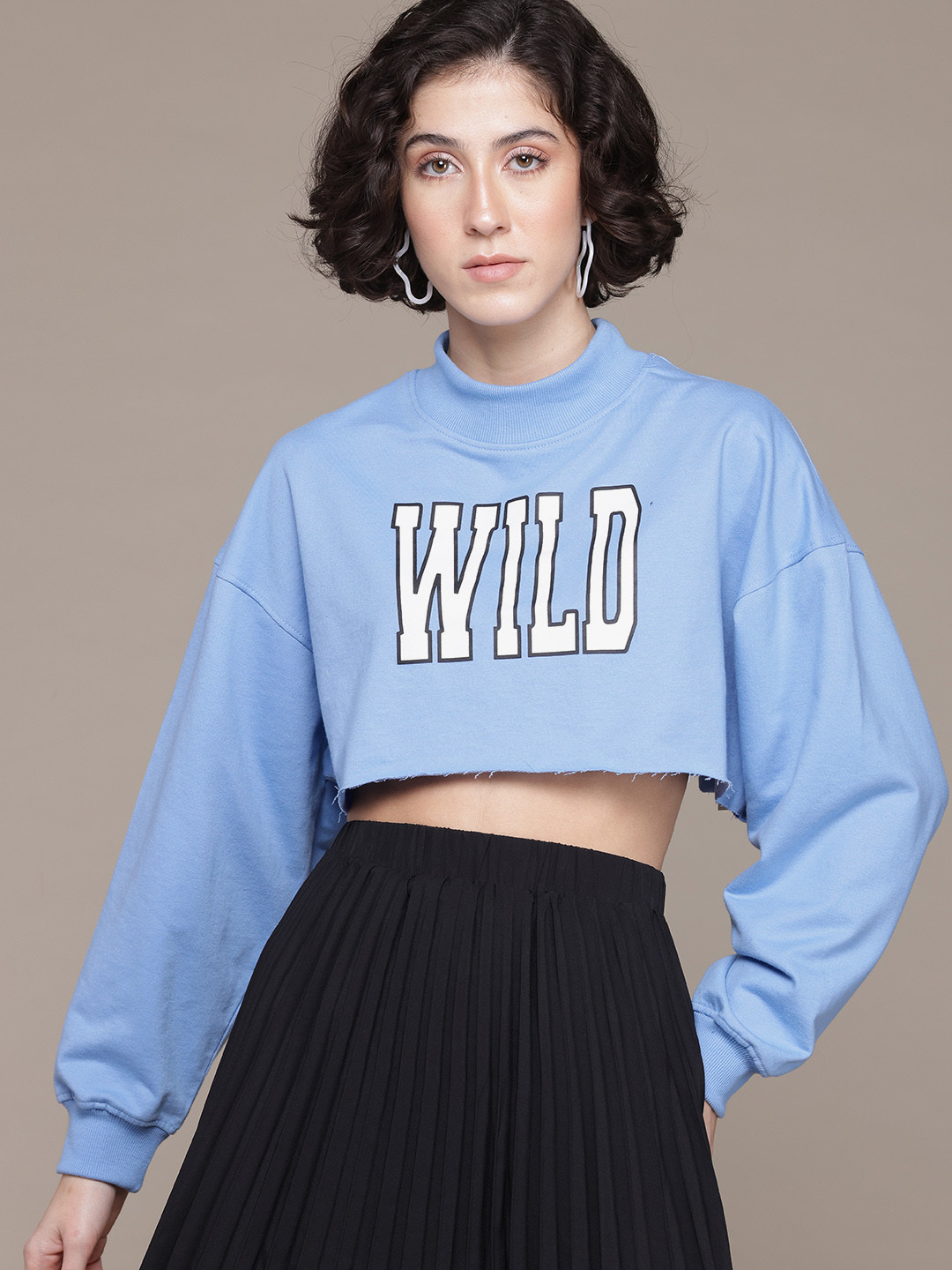

The Roadster Lifestyle Co. Typography Printed Crop Sweatshirt, Blue
