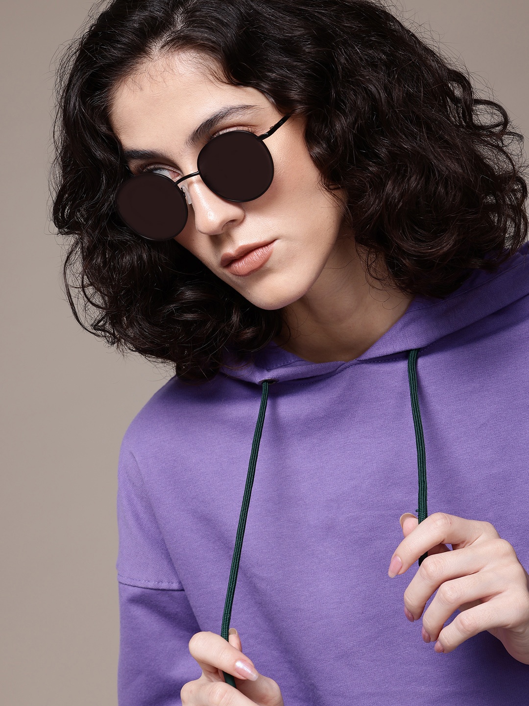 

The Roadster Lifestyle Co. Hooded Crop Sweatshirt, Purple