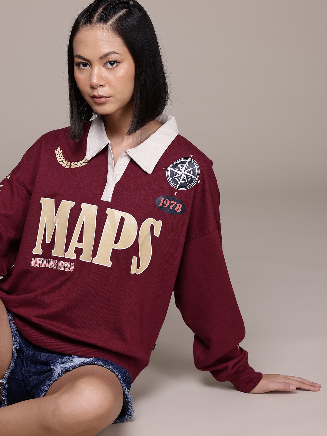 

The Roadster Lifestyle Co. Printed Sweatshirt, Maroon