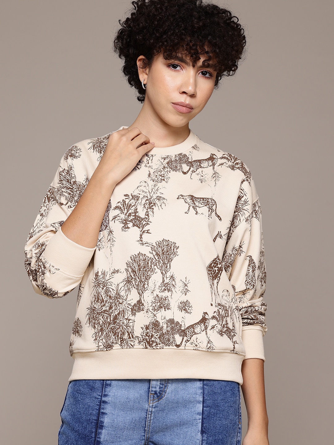 

The Roadster Lifestyle Co. Printed Sweatshirt, Beige