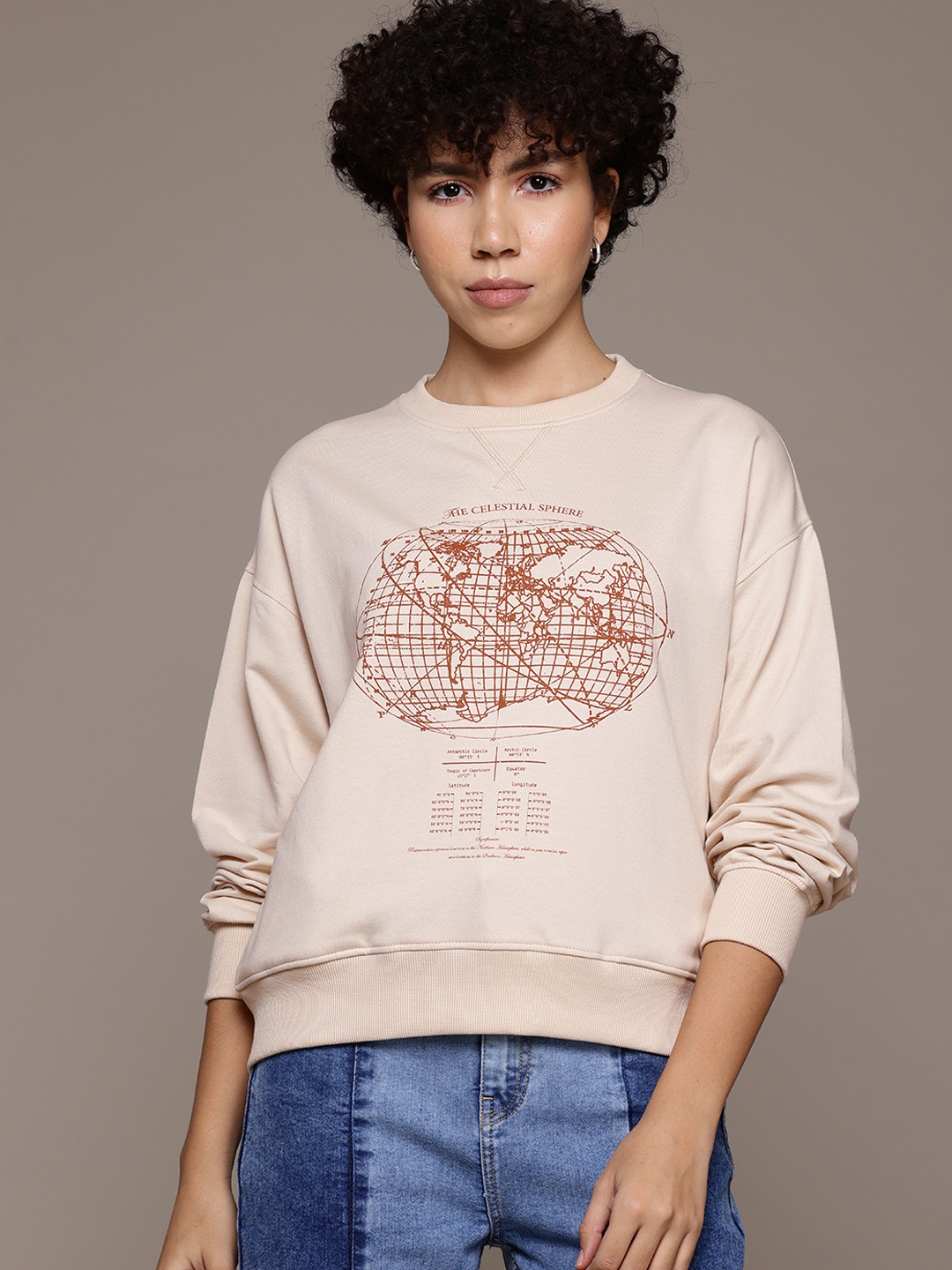 

The Roadster Lifestyle Co. Printed Sweatshirt, Beige