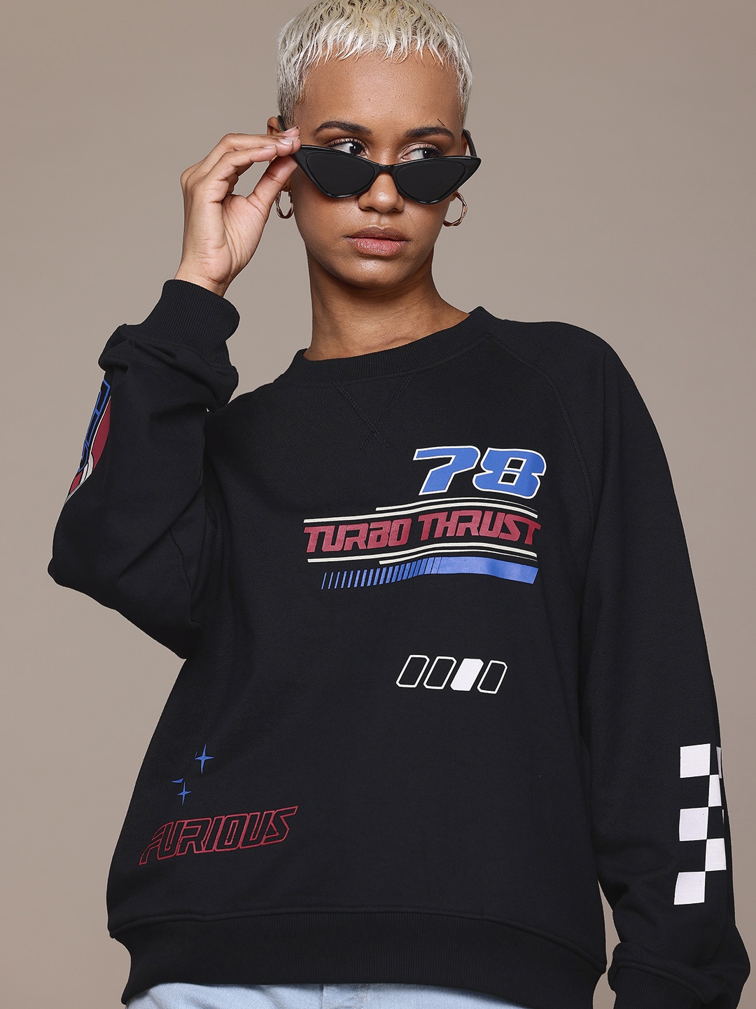 

The Roadster Lifestyle Co. Typography Raglan Sleeve Sweatshirt, Black