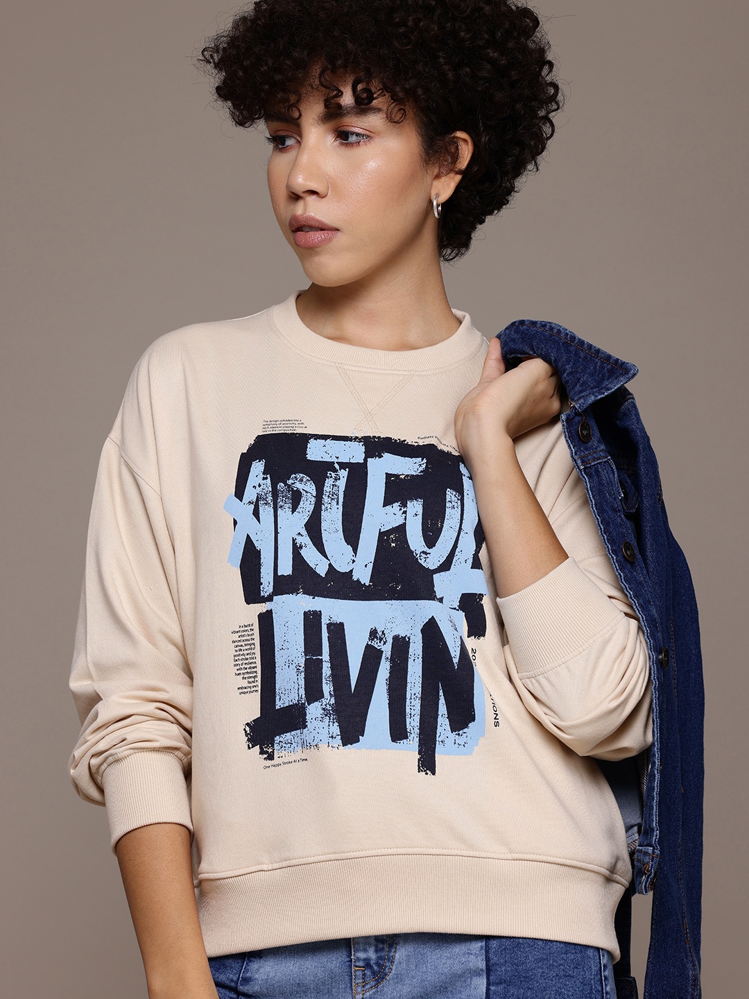 

The Roadster Lifestyle Co. Printed Sweatshirt, Beige