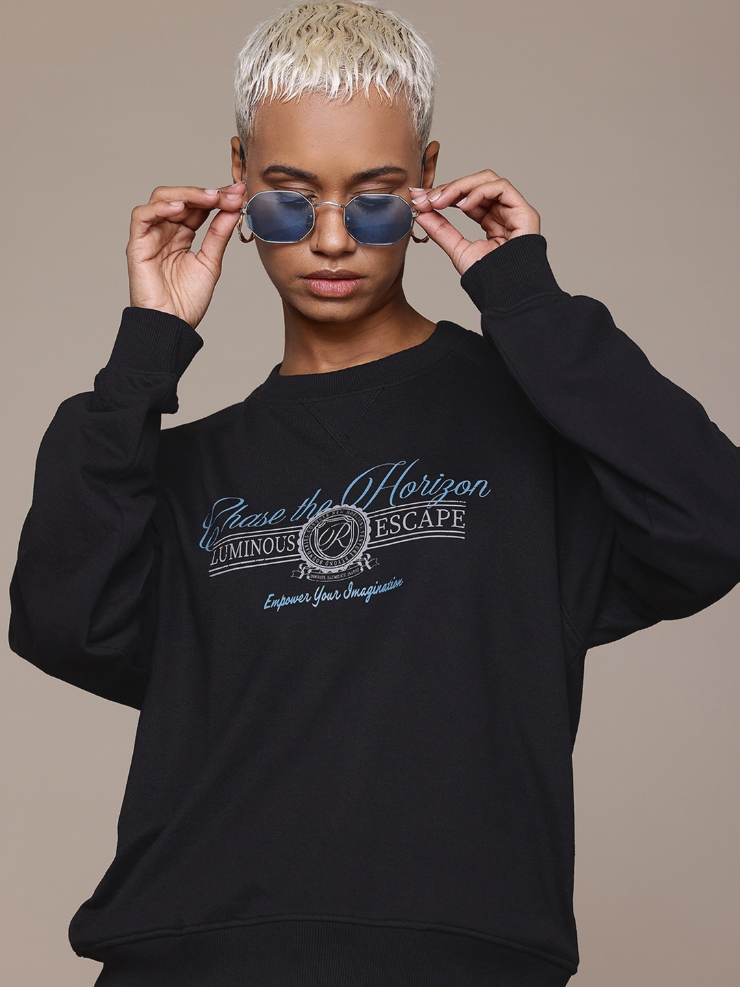 

The Roadster Lifestyle Co. Typography Raglan Sleeve Sweatshirt, Black