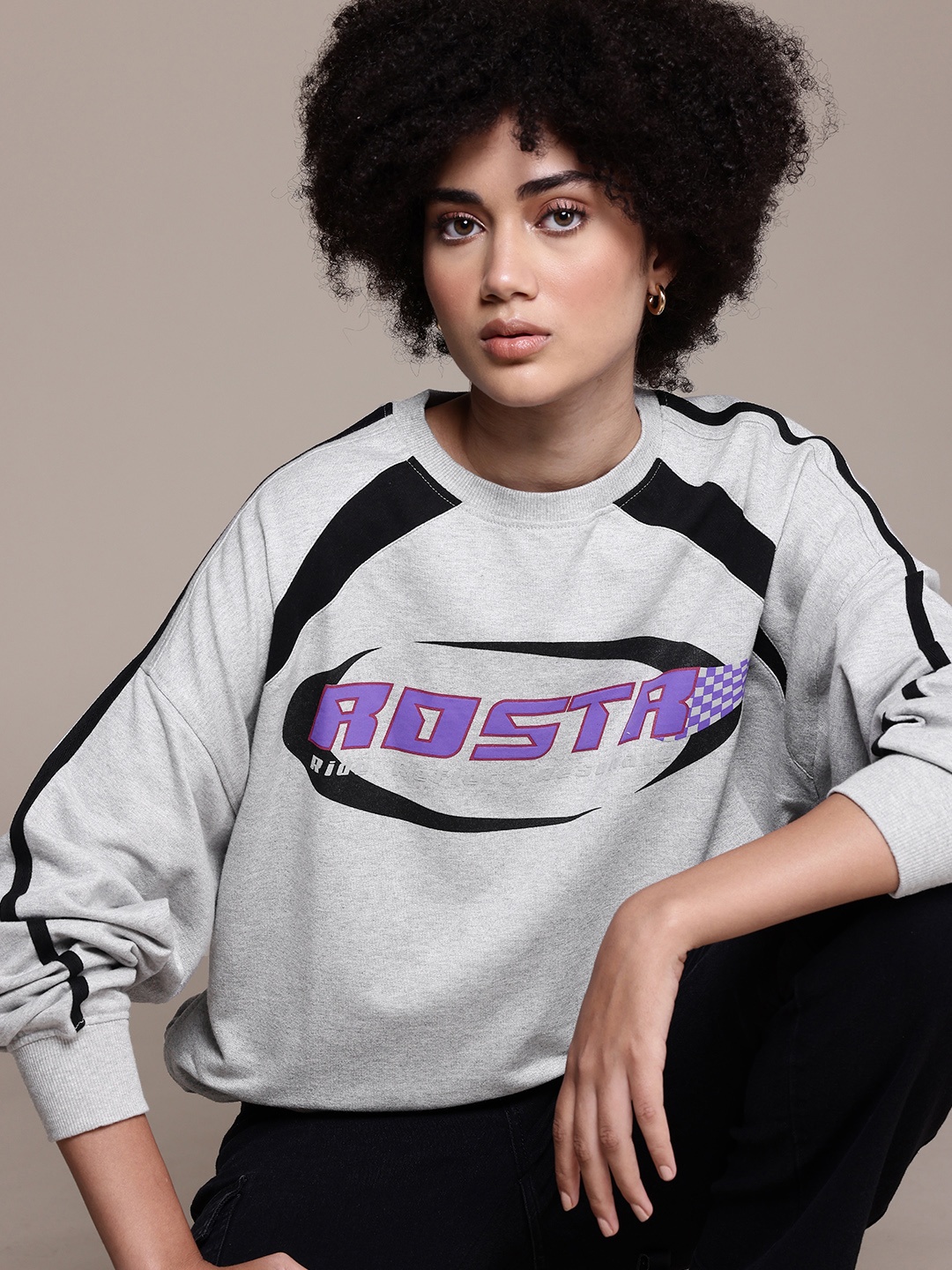 

The Roadster Lifestyle Co. Brand Logo Printed Pullover Sweatshirt, Grey