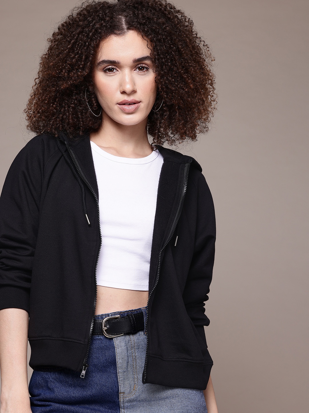 

The Roadster Lifestyle Co. Hooded Front-Open Sweatshirt, Black