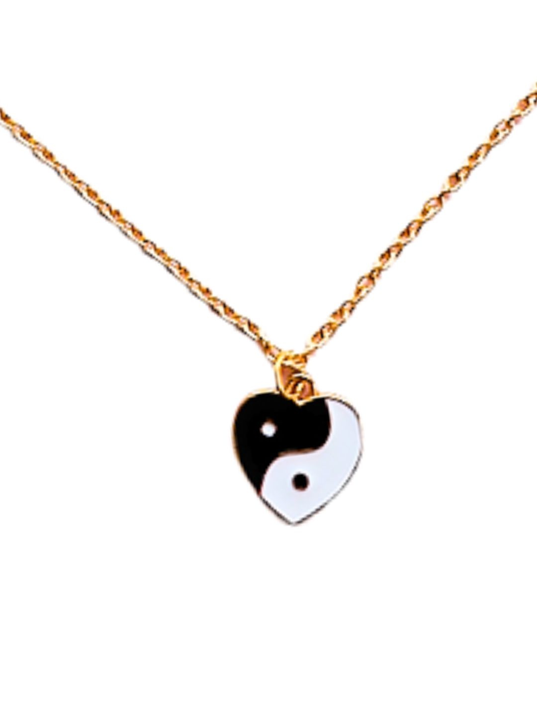 

DressBerry White Gold-Plated Heart Shape Enameled Minimal Chain