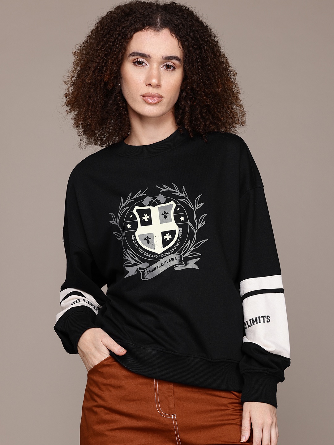 

The Roadster Lifestyle Co. Printed Relaxed Sweatshirt, Black