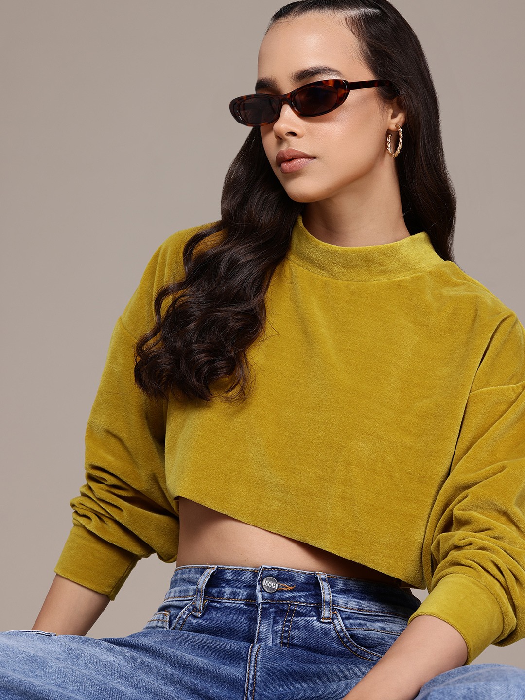 

The Roadster Lifestyle Co. Fleece Crop Sweatshirt, Yellow