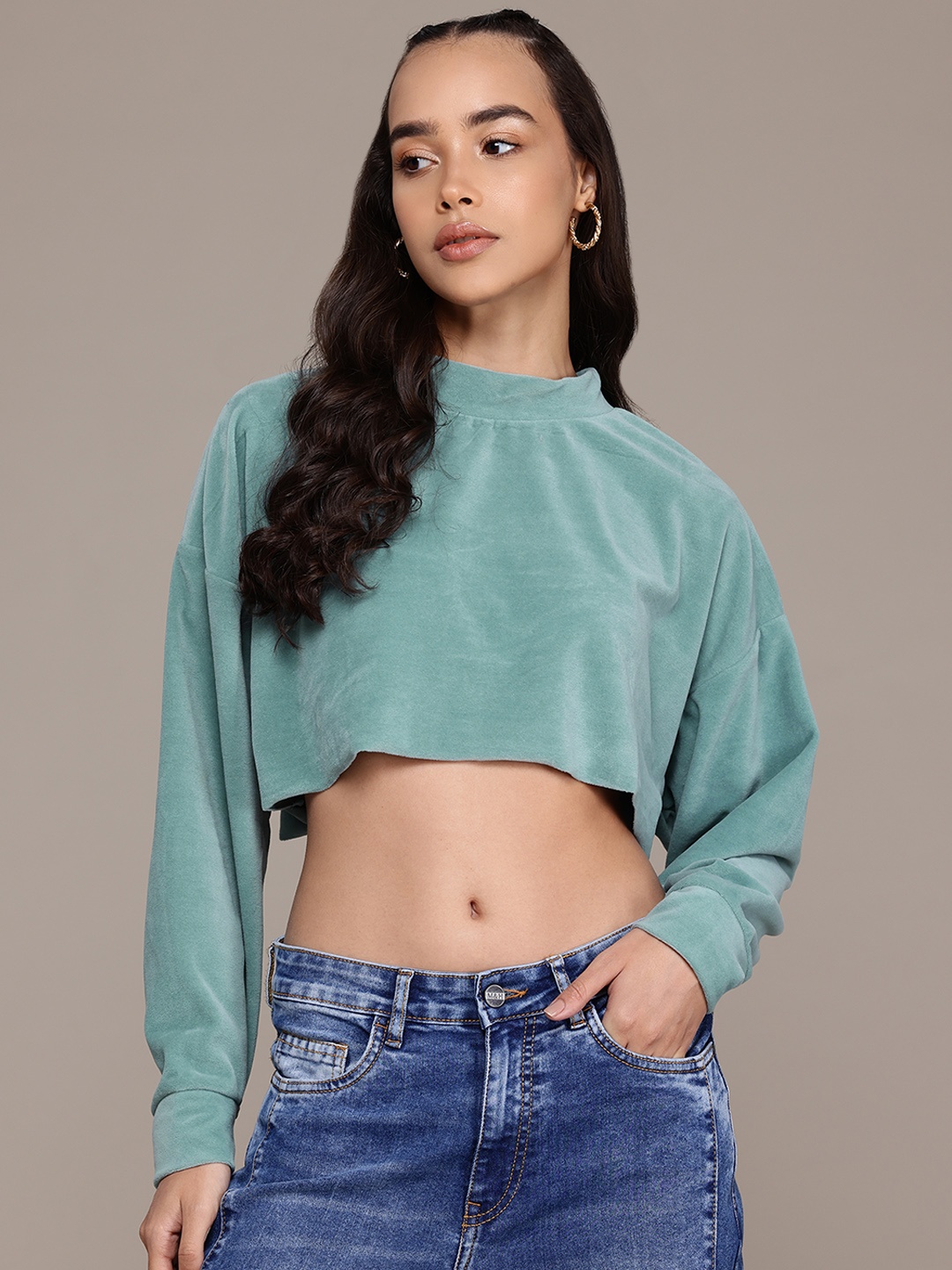

The Roadster Lifestyle Co. Fleece Crop Sweatshirt, Green
