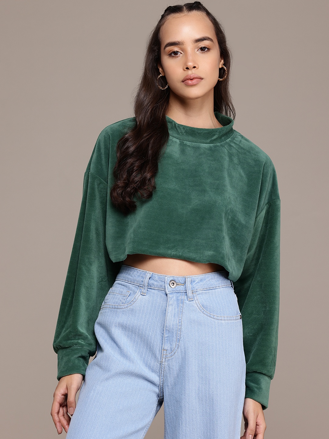 

The Roadster Lifestyle Co. Fleece Crop Sweatshirt, Green