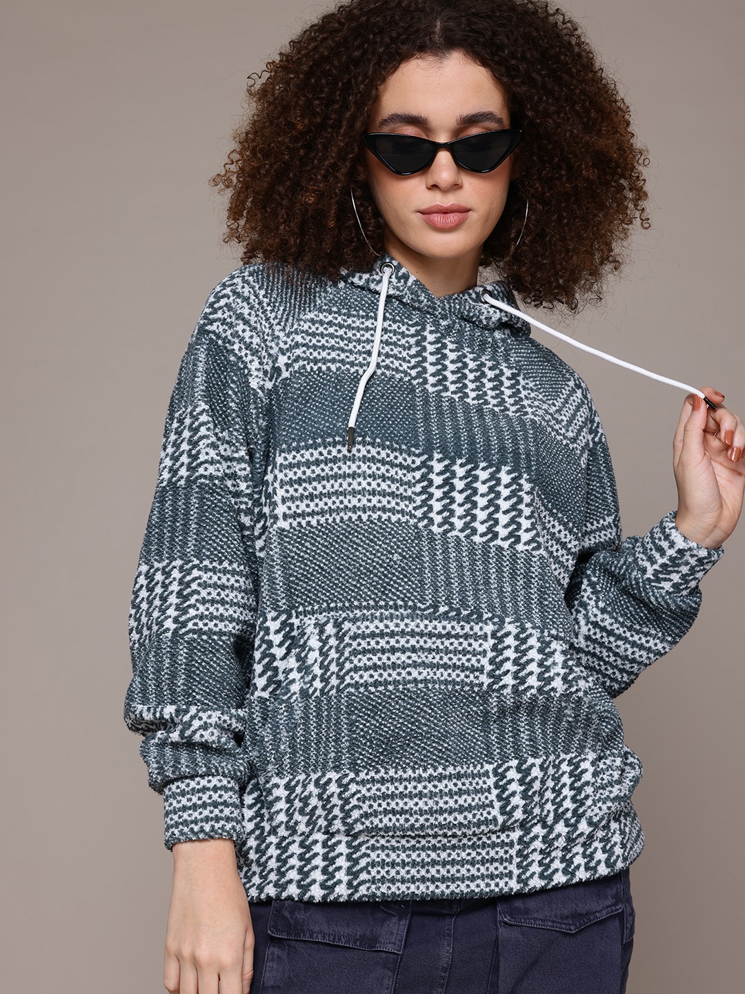 

The Roadster Lifestyle Co. Fleece Checked Hooded Sweatshirt, Green