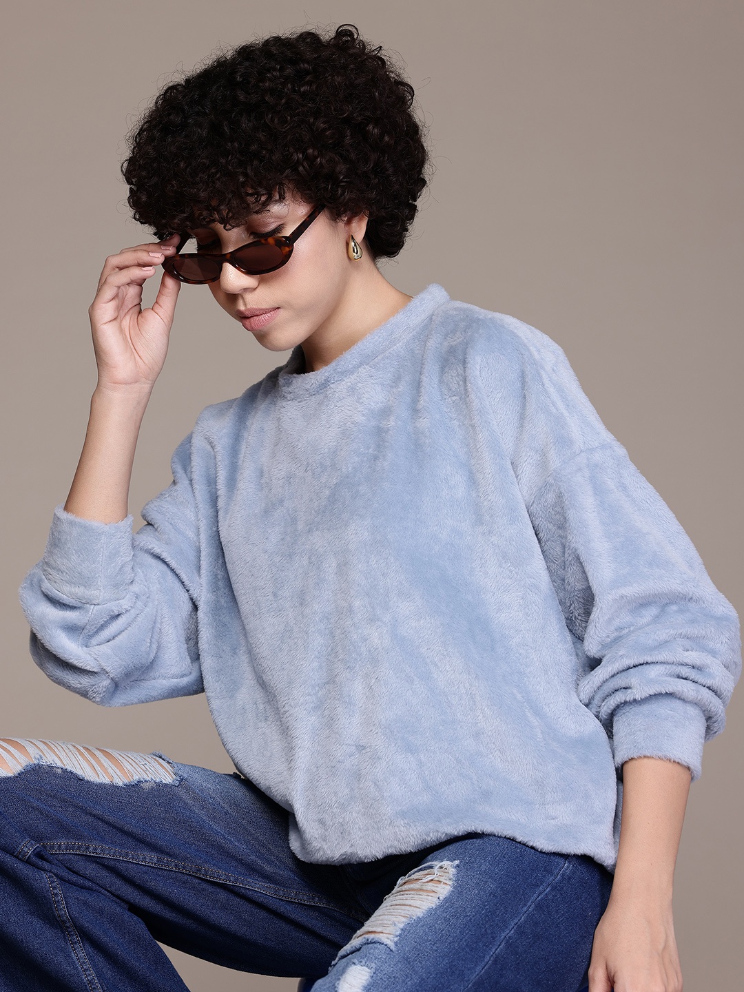 

The Roadster Lifestyle Co. Fuzzy Relaxed Sweatshirt, Blue