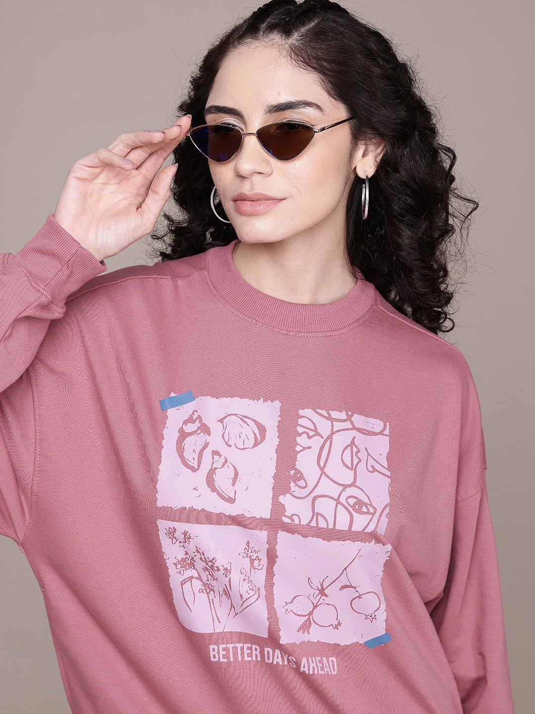 

The Roadster Lifestyle Co. Printed Relaxed Sweatshirt, Pink