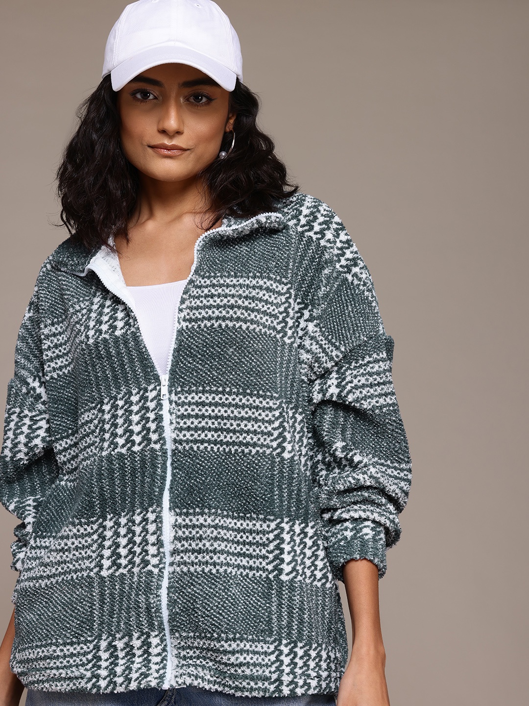 

The Roadster Lifestyle Co. Checked Fleece Sweatshirt, Grey