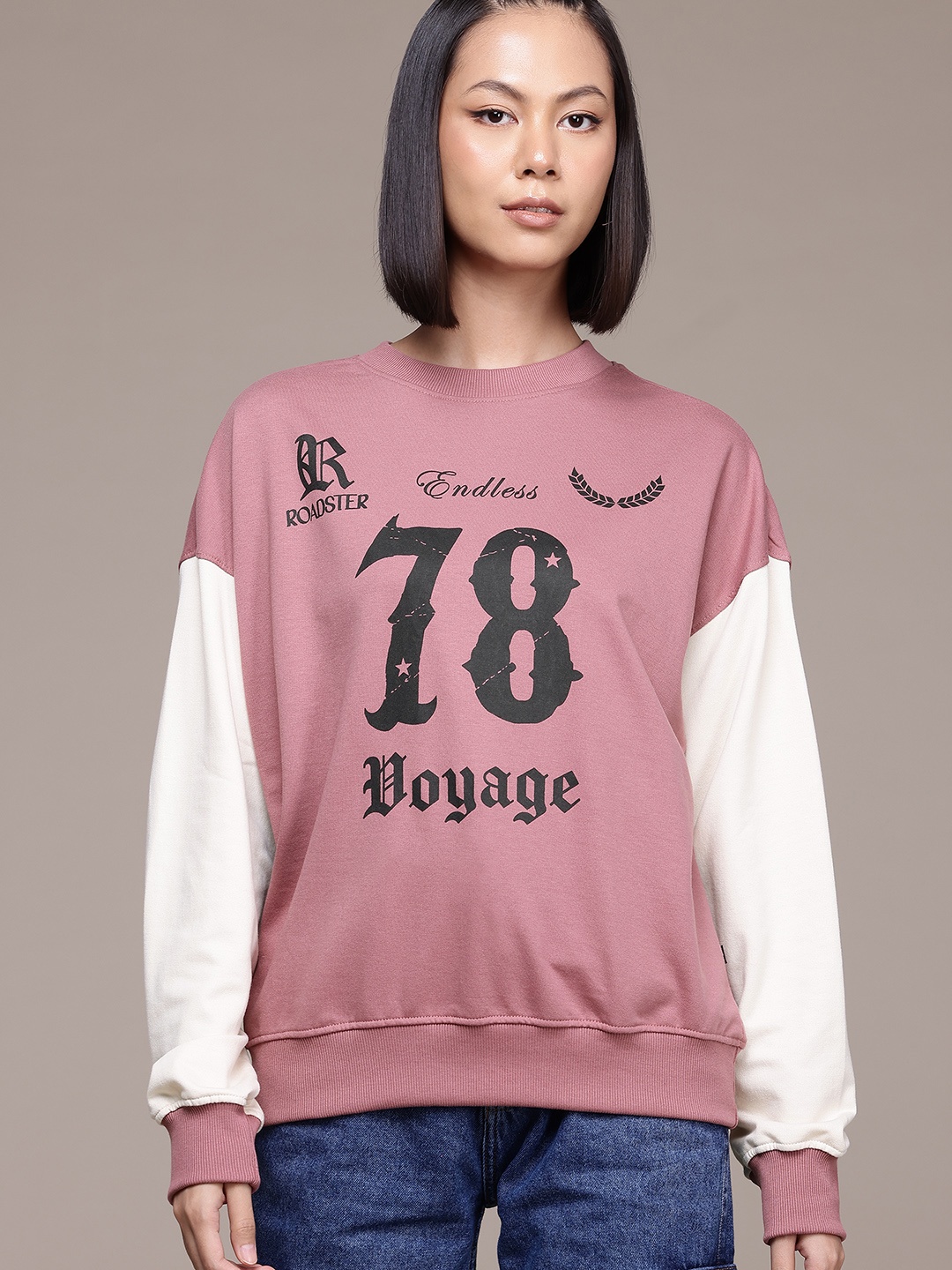 

The Roadster Lifestyle Co. Typography Print Relaxed Sweatshirt, Pink